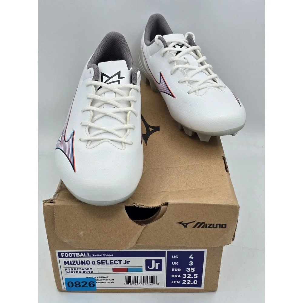 Mizuno a Select Junior Unisex Big Kids Soccer Shoe White Ignition Red‎ Size 4